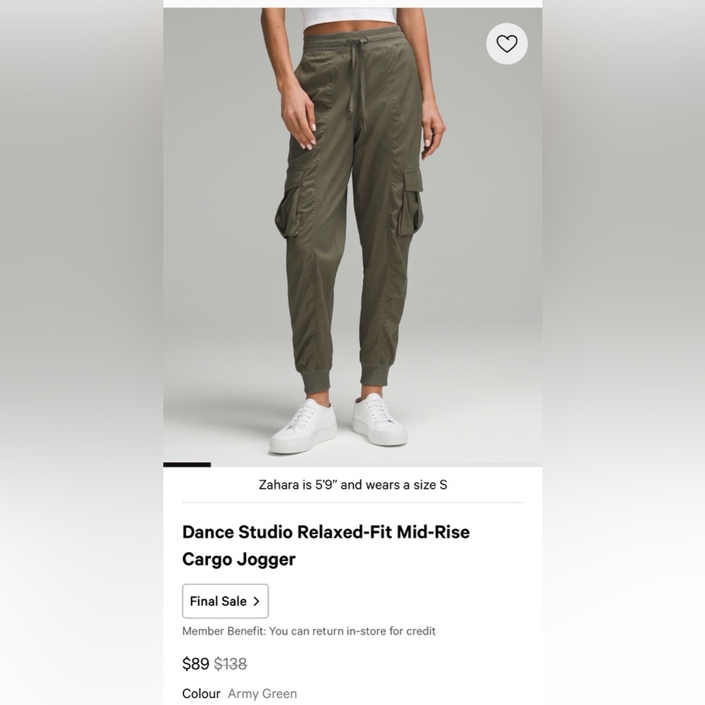 lululemon athletica Dance Studio Relaxed-Fit Mid-Rise Cargo Jogger — Army Green
